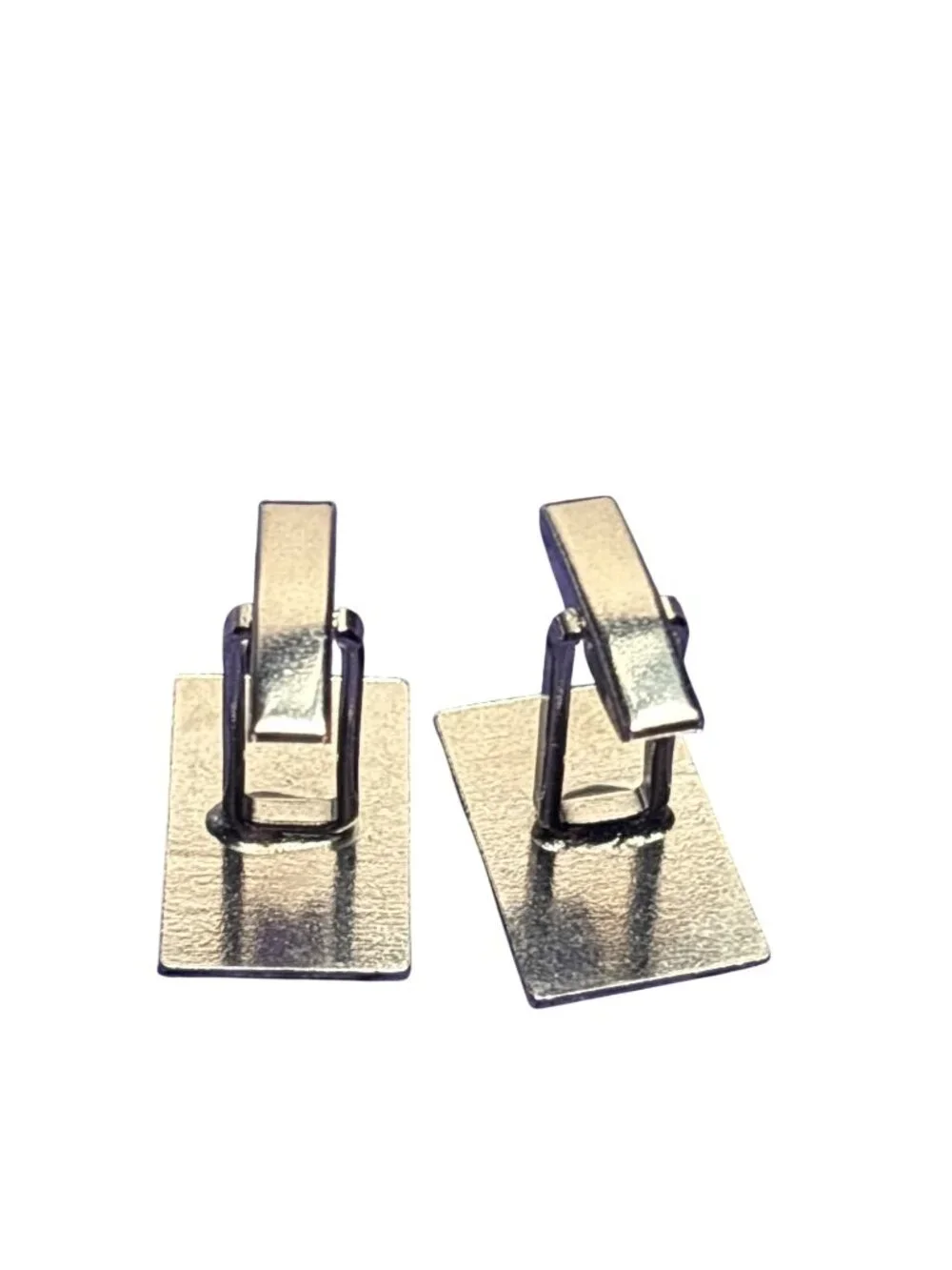 Vintage Silvertone Textured Rectangle Cufflinks 7/8 inch